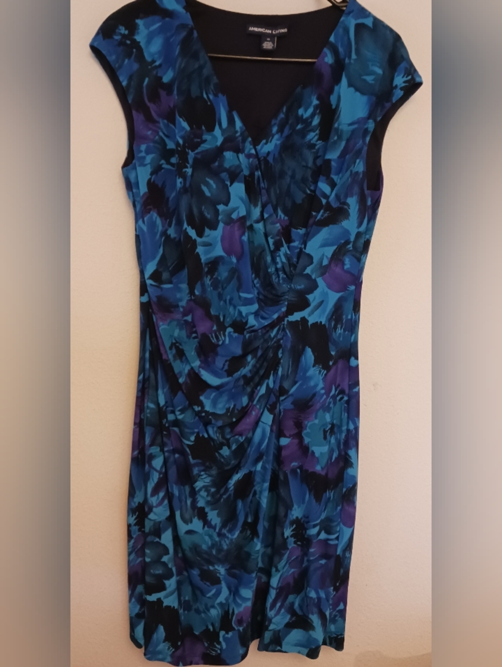 American Living By Ralph Lauren Floral Blue Sleeveless Dress Size 12